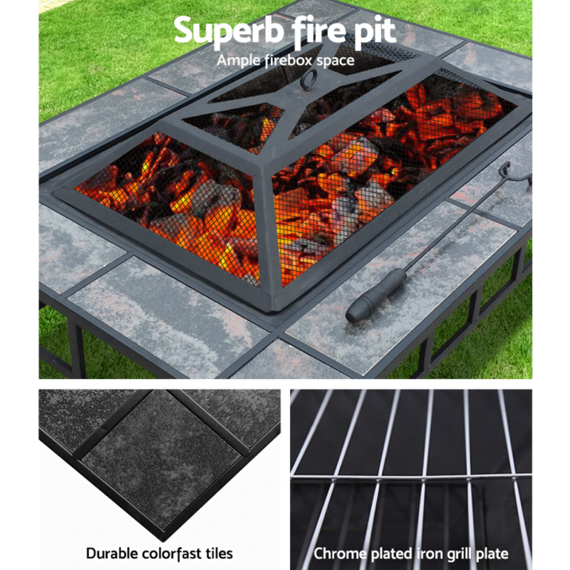 Fire Pit BBQ Tile Table