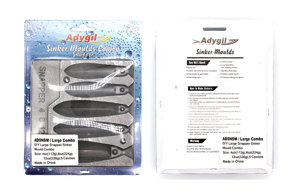 Adygil DIY Fishing Snapper Sinker Mold ADSNSM/Extra Large Combo