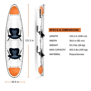 Transparent Kayak Double dimensions