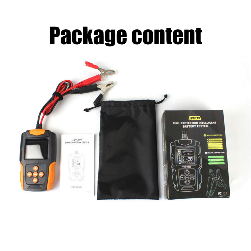 12v 24v battery tester package contents