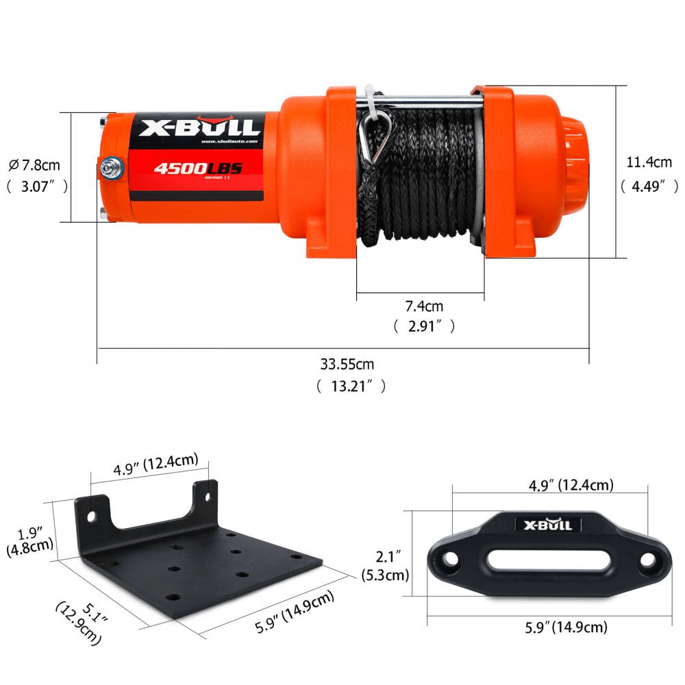 X-BULL Electric Winch 4500LBS dimensions