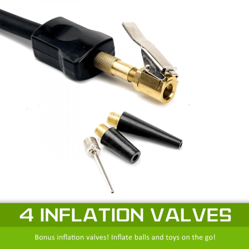 Heavy Duty 12v Portable Air Compressor inflation valves