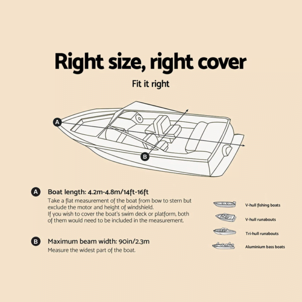 Boat Cover 14 - 16ft sizing