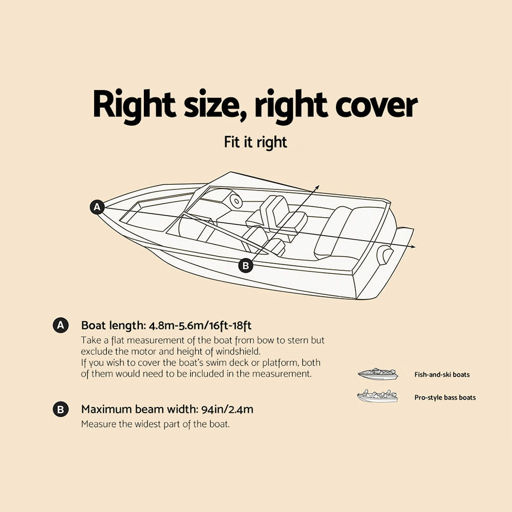 Boat Cover 16 - 18.5ft sizing
