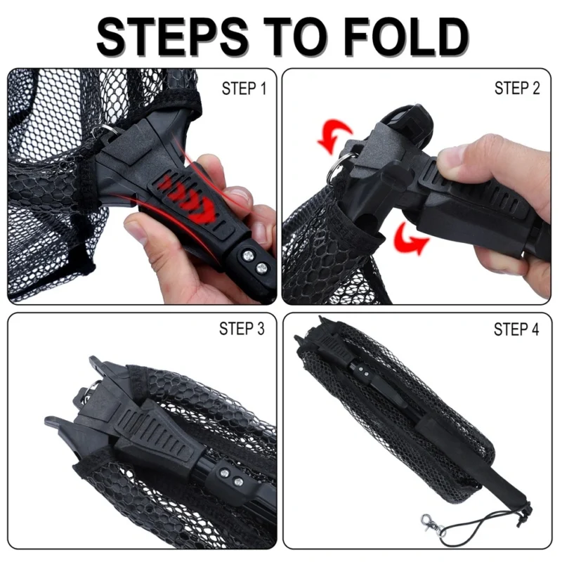 Landing net steps to fold