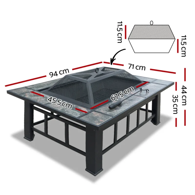 Tile Fire Pit Rectangular dimensions