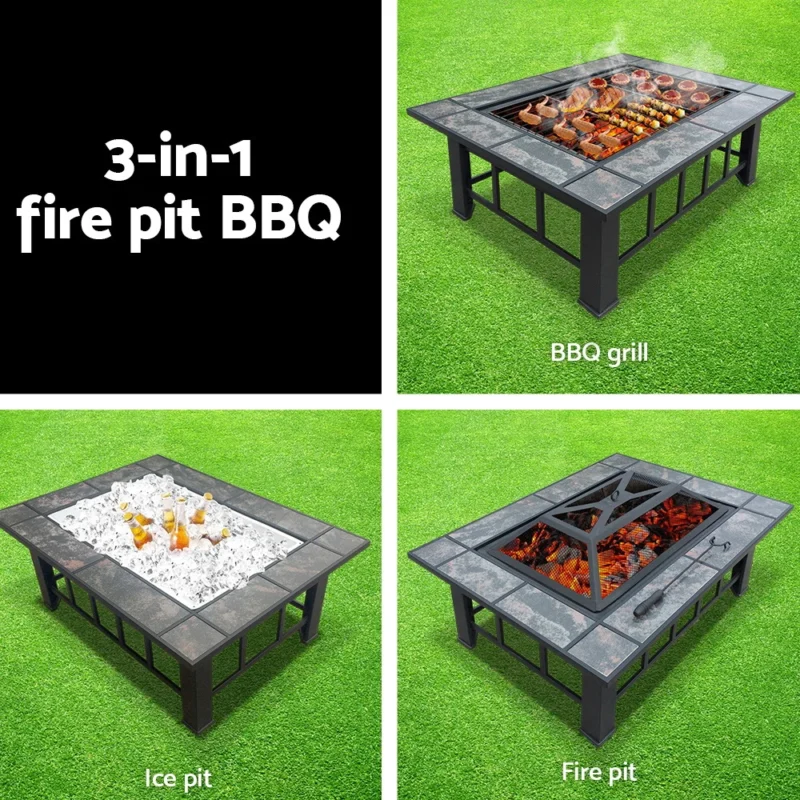 Tile Fire Pit Rectangular 3-in-1 fire pit