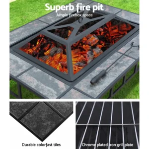 Tile Fire Pit Rectangular in action