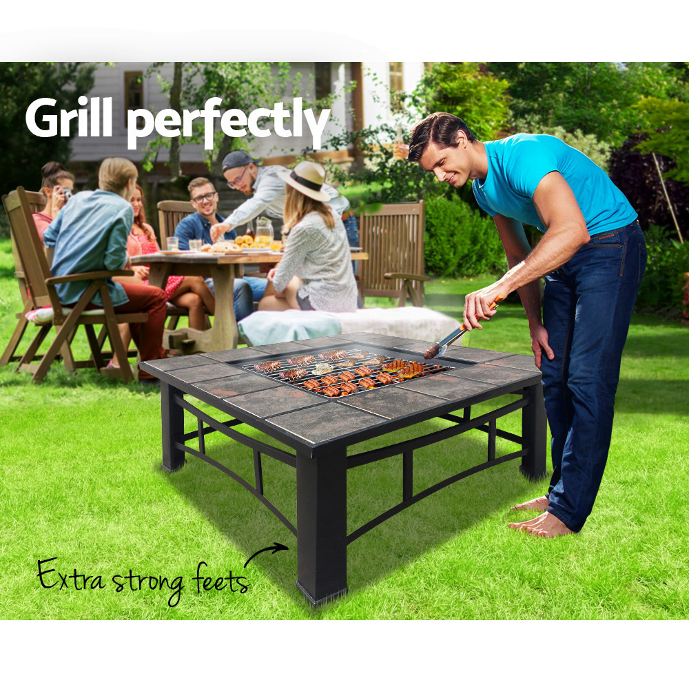 Tile Fire Pit grill perfectly